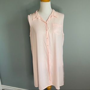 Laura pink sheer tank tunic blouse